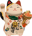 A maneki neko beckoning you forward.